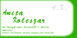 anita koleszar business card